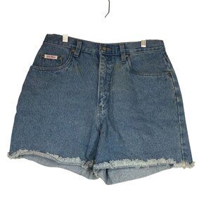 BILL BLASS - WOMEN'S 10 - BLUE DENIM 5 POCKET CUT-OFF JEAN MOM SHORTS